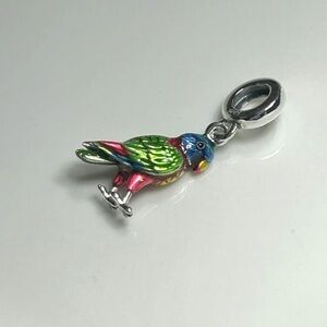 Colorful Parrot Rainbow Lorikeet Bird s925 silver Bracelet Charm Pendant